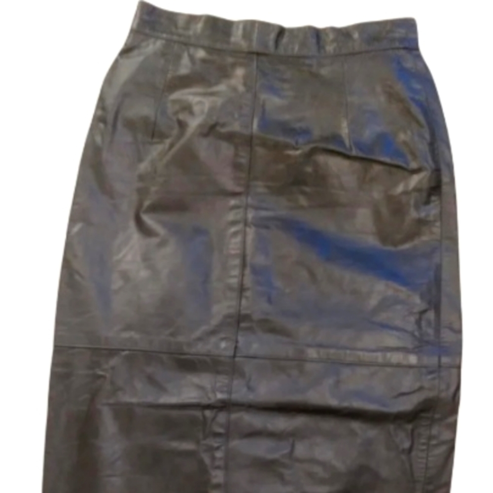 CUIR Classique I.O.U Vintage Black Geniune Leather Highwaisted Maxi Skirt 9-10